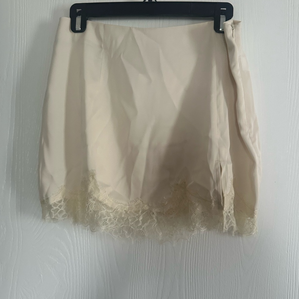 T.J.Maxx Cream Silky Slip Skirt with Subtle Sheen
